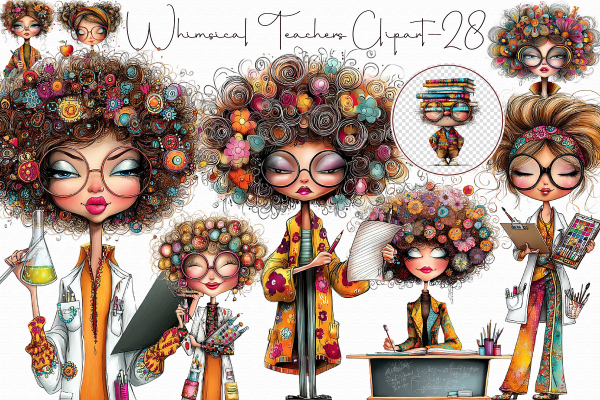 Whimsical Teachers Clipart, an Illustration by Libby Wishes (Photo 1 of 7)