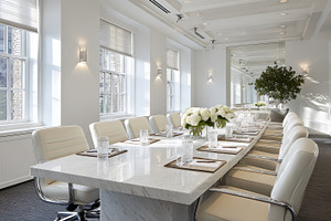 Modern White Conference Room Elegant, a Photo by Pixeness Studio