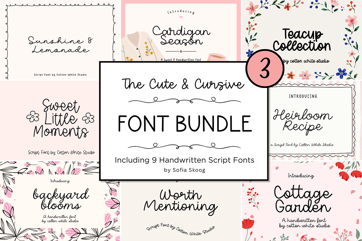 Cute & Cursive Font Bundle 3, a Script Font by Sofia Skoog (Photo 1 of 10)