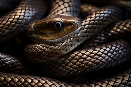 The head of an snake close with skin texture, an Animal Photo by zakiroff
