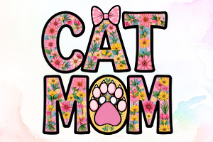 Cat Mom Png Mom Sublimation Clipart, an Illustration by Sublimation Artist