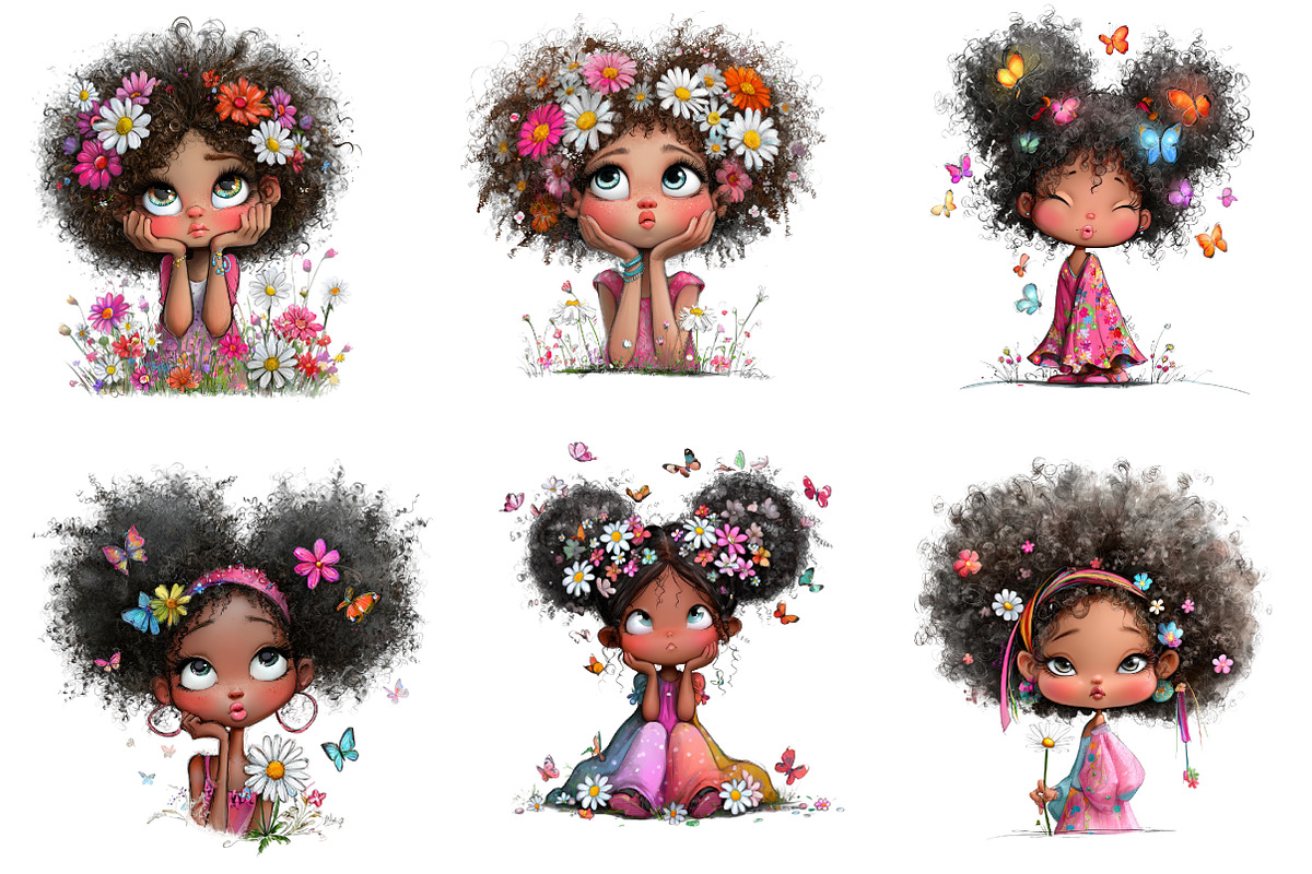 Quirky Black Girl Clipart, an Illustration by CreationArt (Photo 3 of 4)