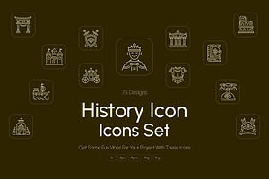 History Icon Art Set, an Outline Icon by Prosymbols