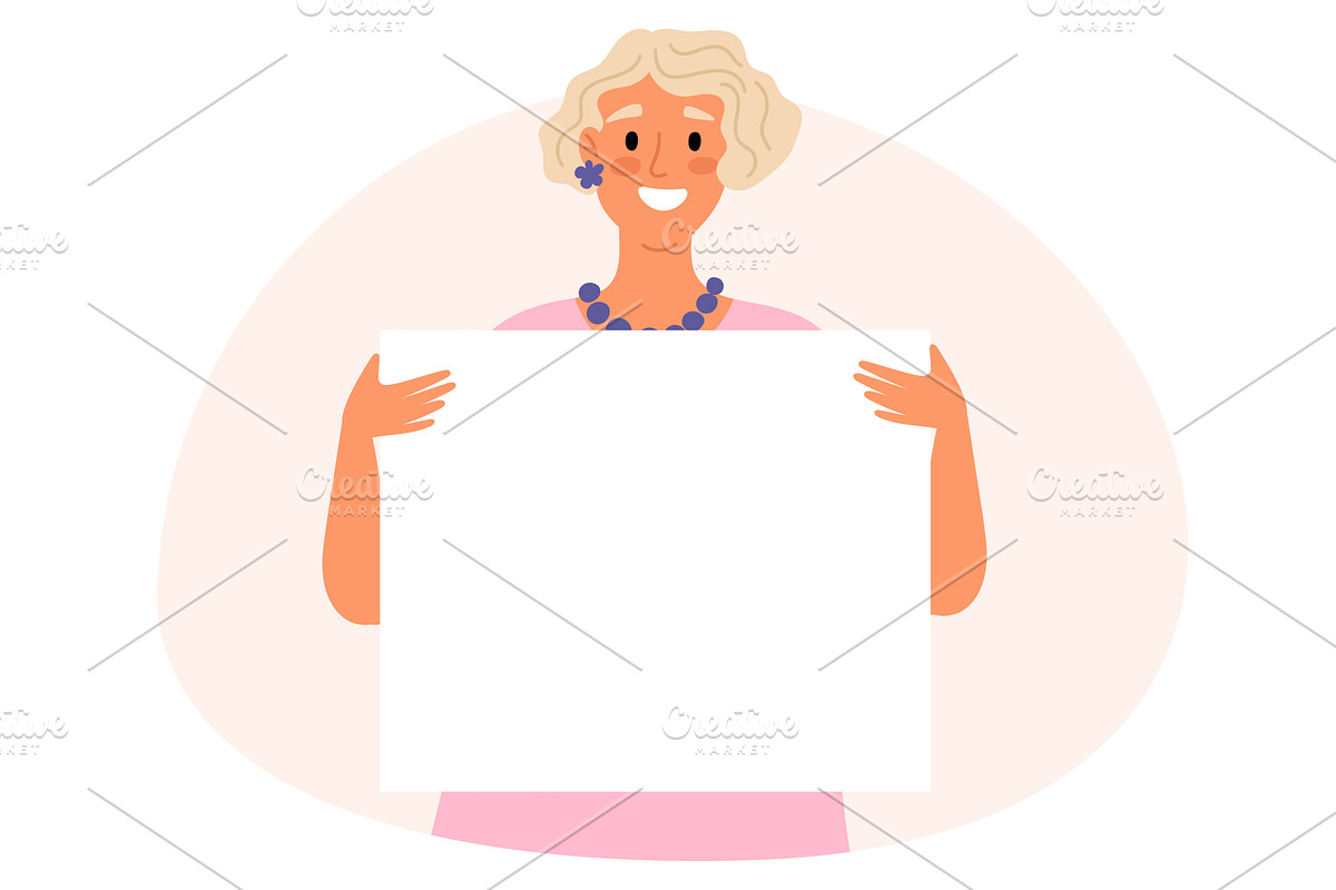 Joyful woman holds clean white, a Person Illustration by Vectorbuum