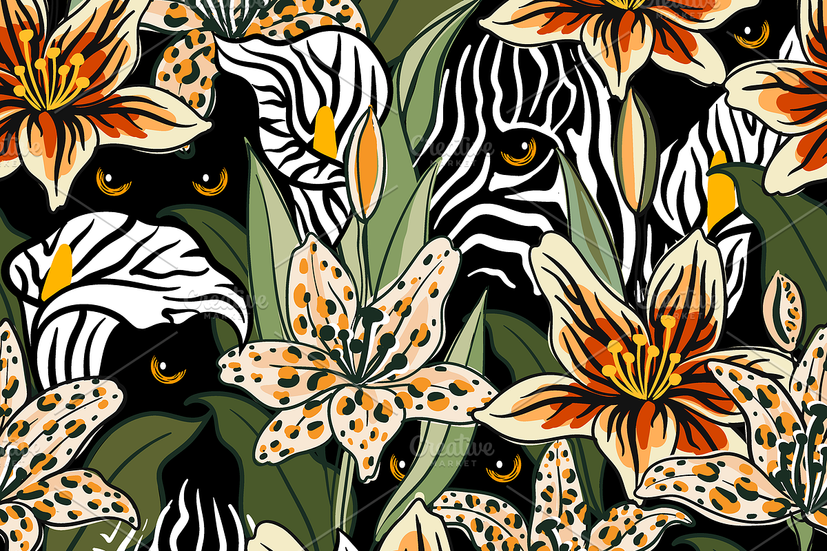 Mysterious Tiger Lilies (seamless), a Pattern Graphic by Uminoki (Photo 5 of 6)