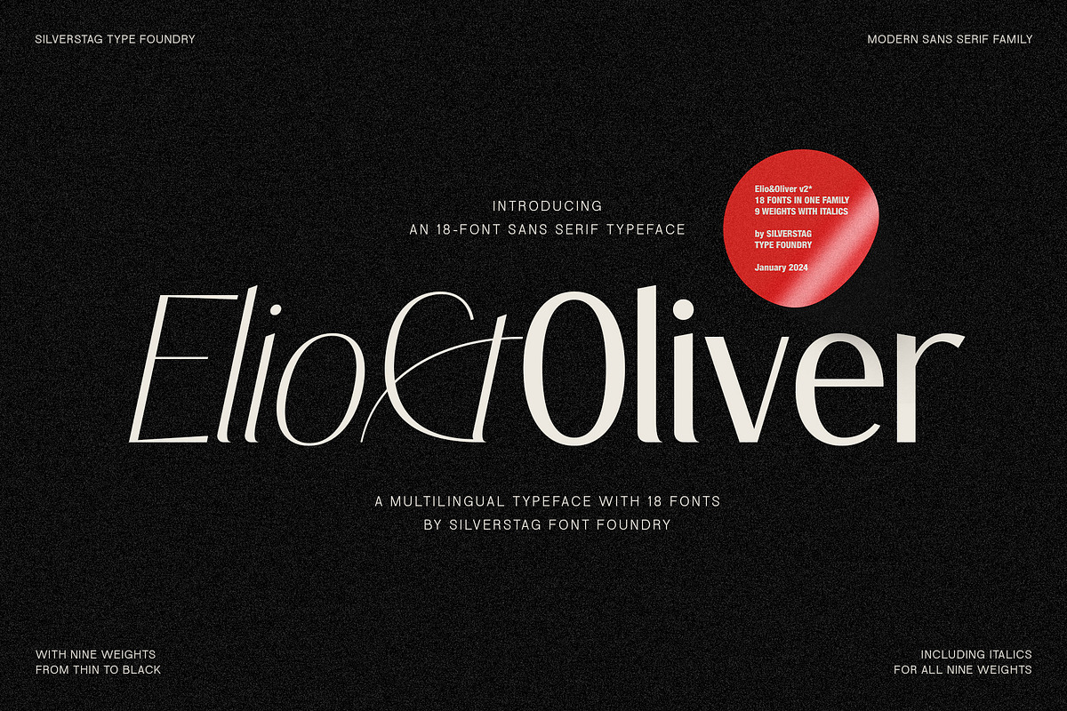 Elio & Oliver - An 18-Font Typeface, a Sans Serif Font by SilverStag Type Foundry (Photo 1 of 20)