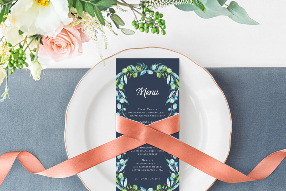 Greenery Foliage Frame on Blue, an Invitation Template by Inkpower (Photo 5 of 7)