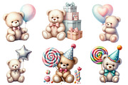 Teddy Bear Birthday Clipart, an Illustration by Designworld (Thumbnail 3 of 5)