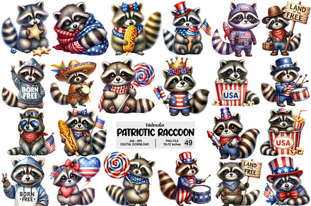 Cartoonish Patriotic Raccoon Clipart