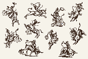 Bull Riding - Western Illustration, an Animal Illustration by cmfgraphics (Thumbnail 2 of 2)