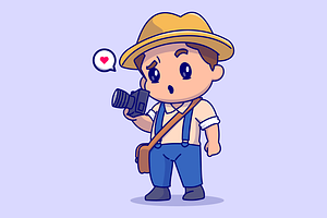 Cute Photographer Holding Camera, a Person Illustration by Catalyst Labs