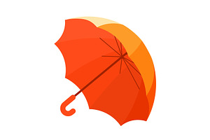 Bright orange umbrella with a curved, a Technology Illustration by Woters little shop