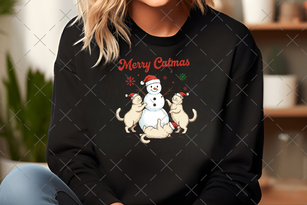 Funny Santa Snowman Cat PNG, an Illustration by Craft Nest (Photo 4 of 6)