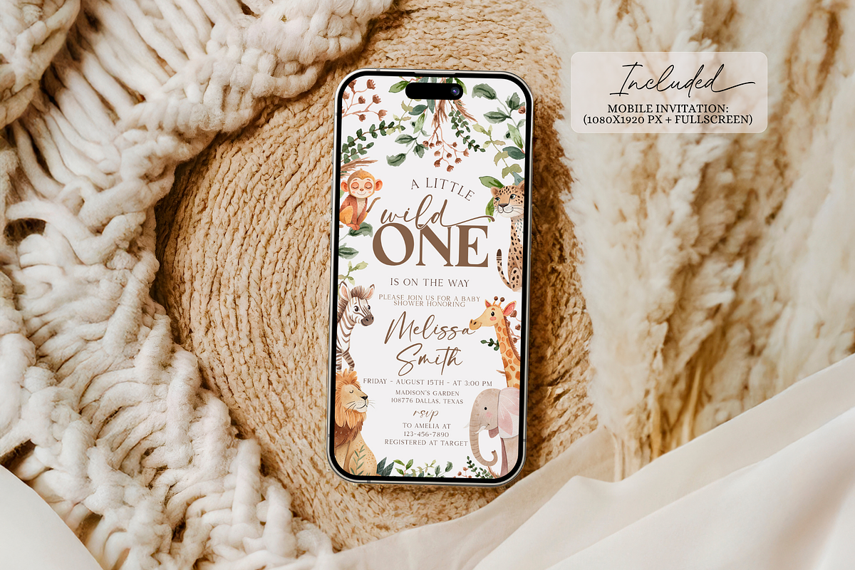 Safari Baby Shower Invitation, a Templates & Theme by VeliusCreativeStudio (Photo 3 of 5)