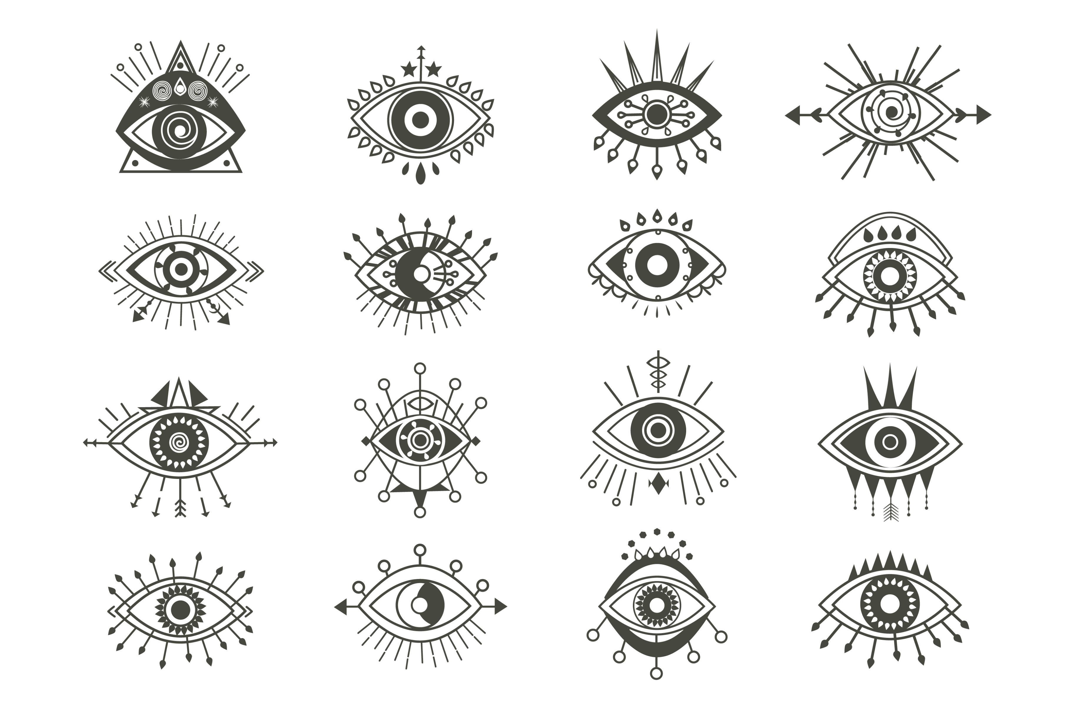 Mystical eyes symbols set. Esoteric | Illustrations ~ Creative Market