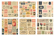 Vintage Label Patterns Digital Paper, a Background Graphic by Gloria Designed It (Thumbnail 2 of 4)