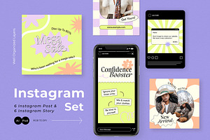 Y2K Fashion Sale Instagram Pack, a Social Media Template by graphicook