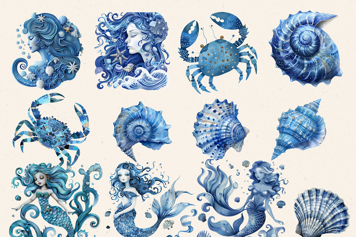 DEEP SEA FAIRY FANTASY CLIPART, a Person Illustration by Daring Digies (Photo 2 of 9)