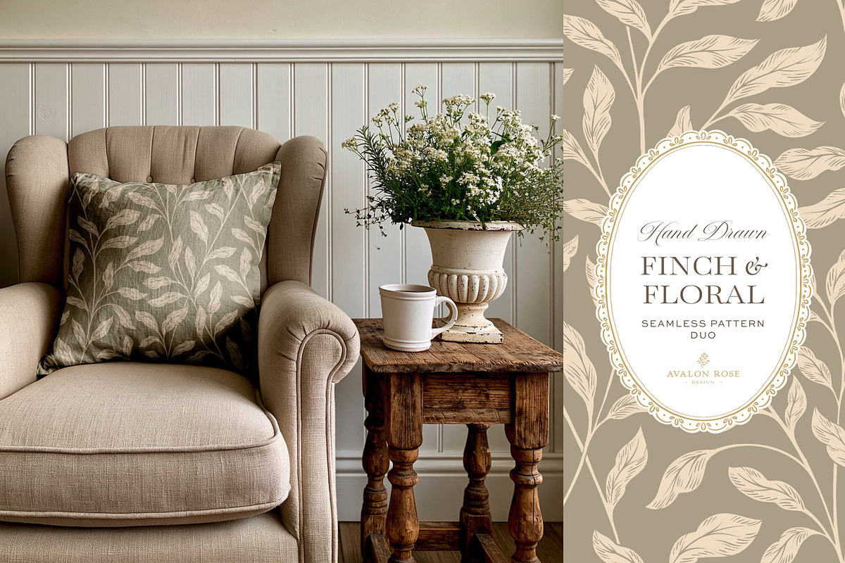 Vintage Bird & Floral Pattern Duo, a Pattern Graphic by Eclectic Anthology (Photo 10 of 13)