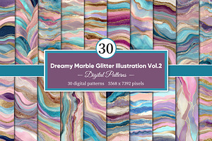 Dreamy Marble Glitter Illustration 2, a Decorative Illustration by Housui Patterns