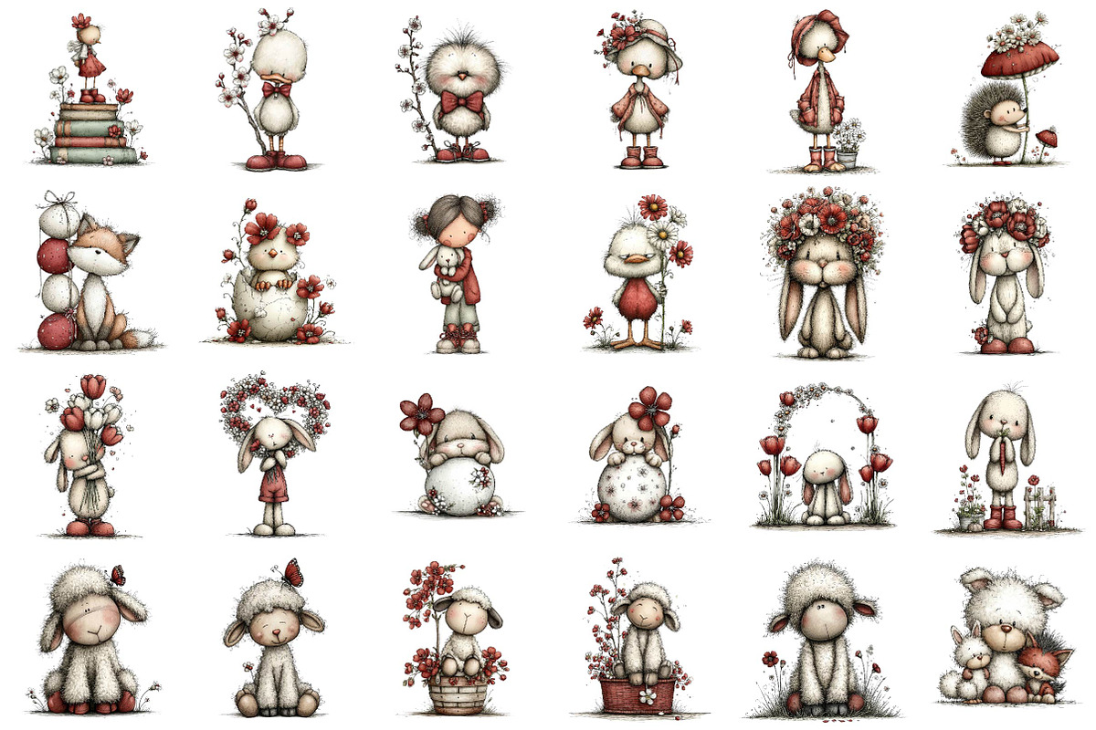 Whimsical Spring Animals Clipart, an Illustration by DreamPrint404 (Photo 2 of 4)