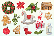 Merry Christmas. Cliparts+Patterns., a Food Illustration by OlyaGutArt (Thumbnail 2 of 7)