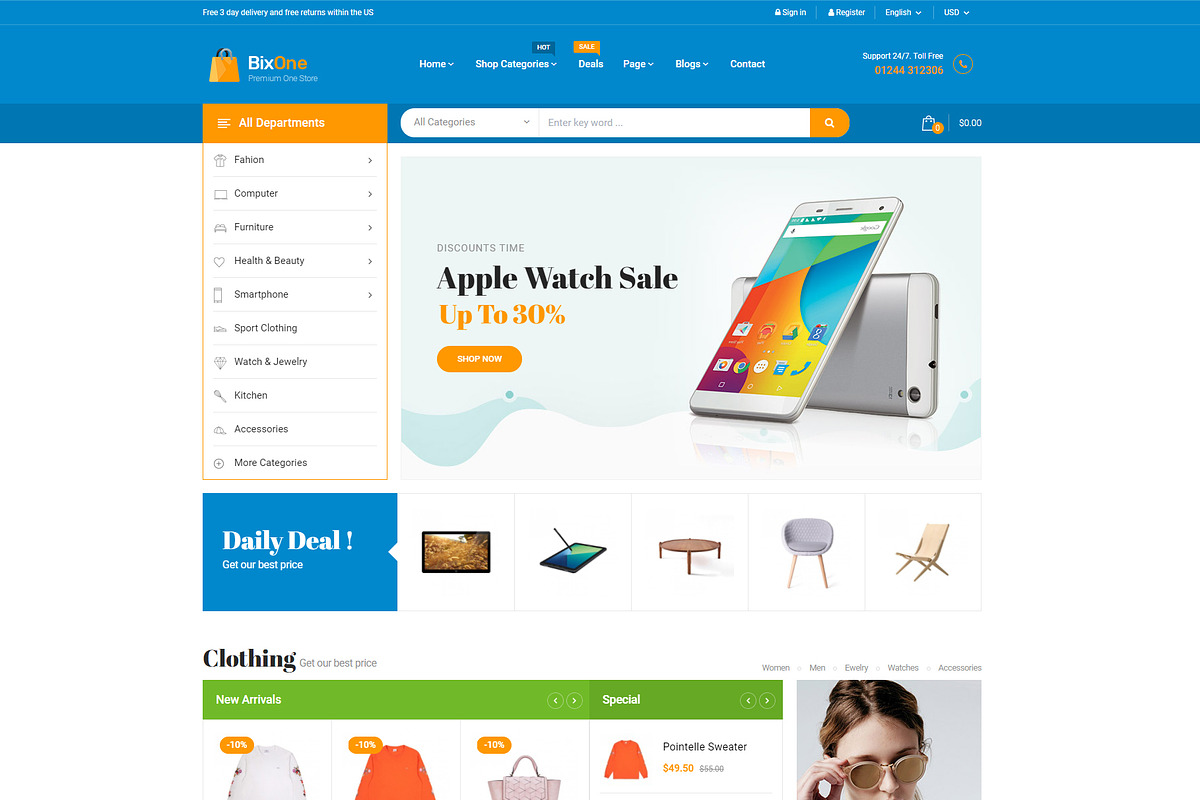Pts BixOne - Best Prestashop Theme, a Bootstrap Template by Prestabrain (Photo 1 of 4)