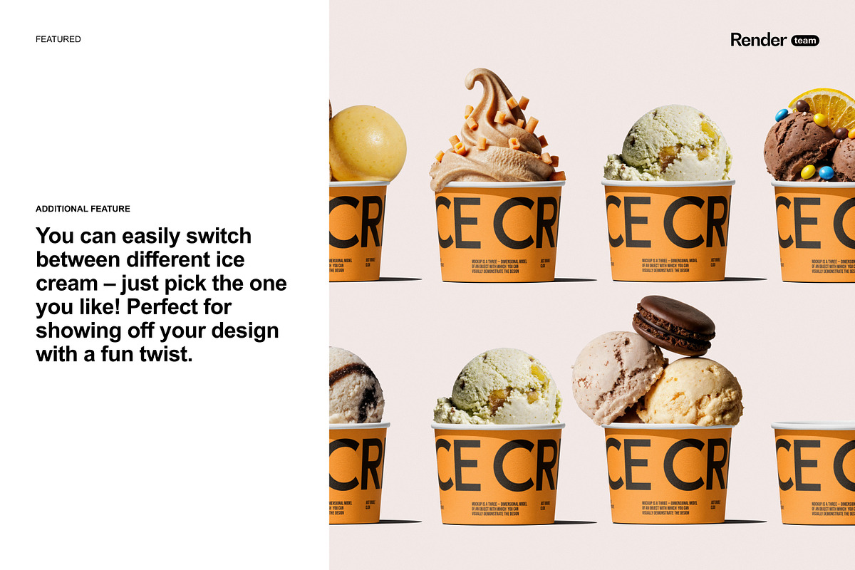Ice Cream Cup Mockup Set, a Packaging Mockup by Renderteam (Photo 6 of 16)