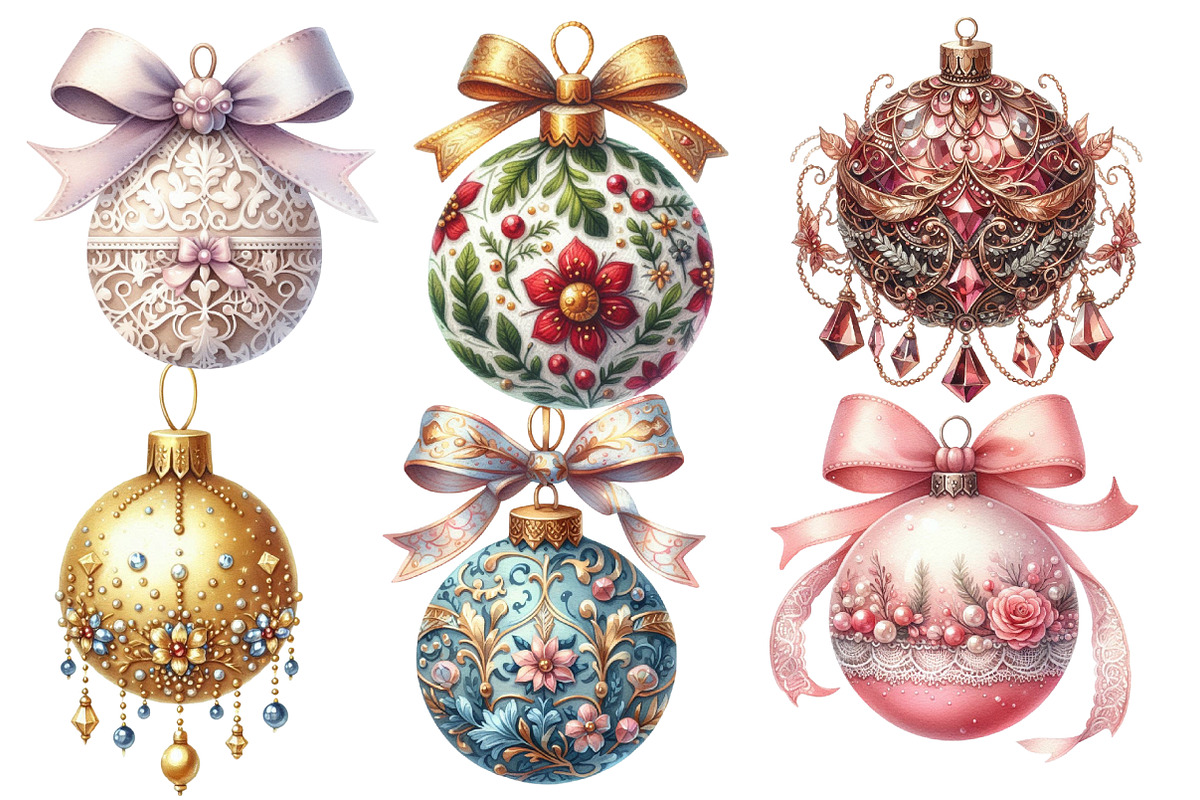 Victorian Christmas balls clipart, an Illustration by Designworld (Photo 3 of 6)