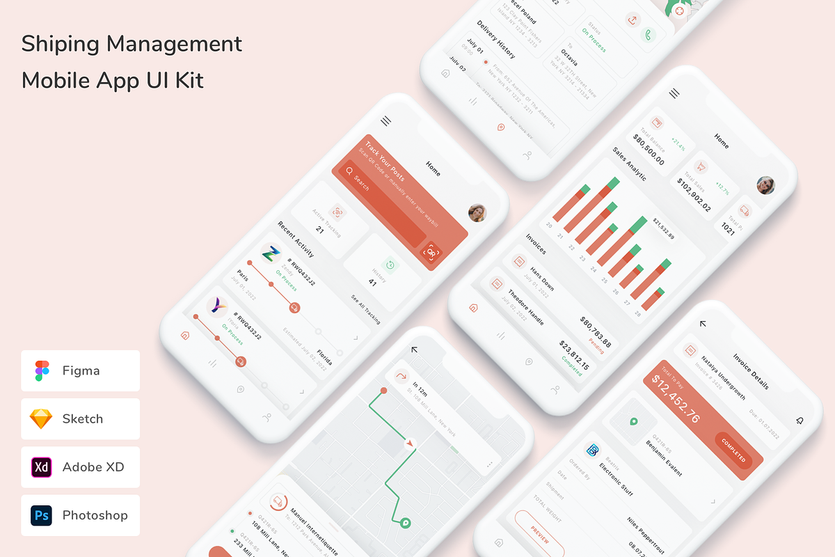 Shiping Management Mobile App UI Kit, an UI Kit Template by Betush