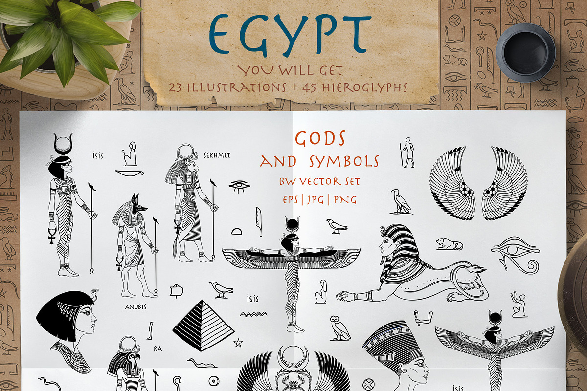 EGYPT: Gods & Symbols BW vector set., a Person Illustration by Varvara Gorbash (Photo 9 of 9)