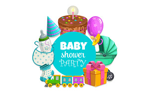 Baby Shower Party Vector Banner