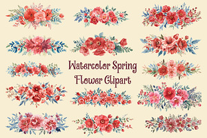 Spring Watercolor Flowers, an Illustration by jahid234