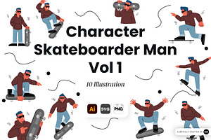 Character Skateboarder Man Vol. 1, a Sport Illustration by SLAB! Design