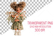 Whimsical Floral Girl PNG Clipart, a Seasonal Illustration by Canvas Craft (Thumbnail 2 of 10)