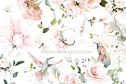 Pink watercolor flowers & herbs, an Illustration by Lisima (Thumbnail 1 of 11)