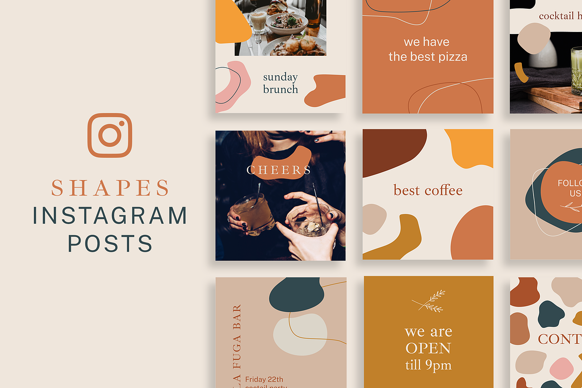 Shapes Instagram Posts Template, a Social Media Template by Wild Ones (Photo 1 of 6)