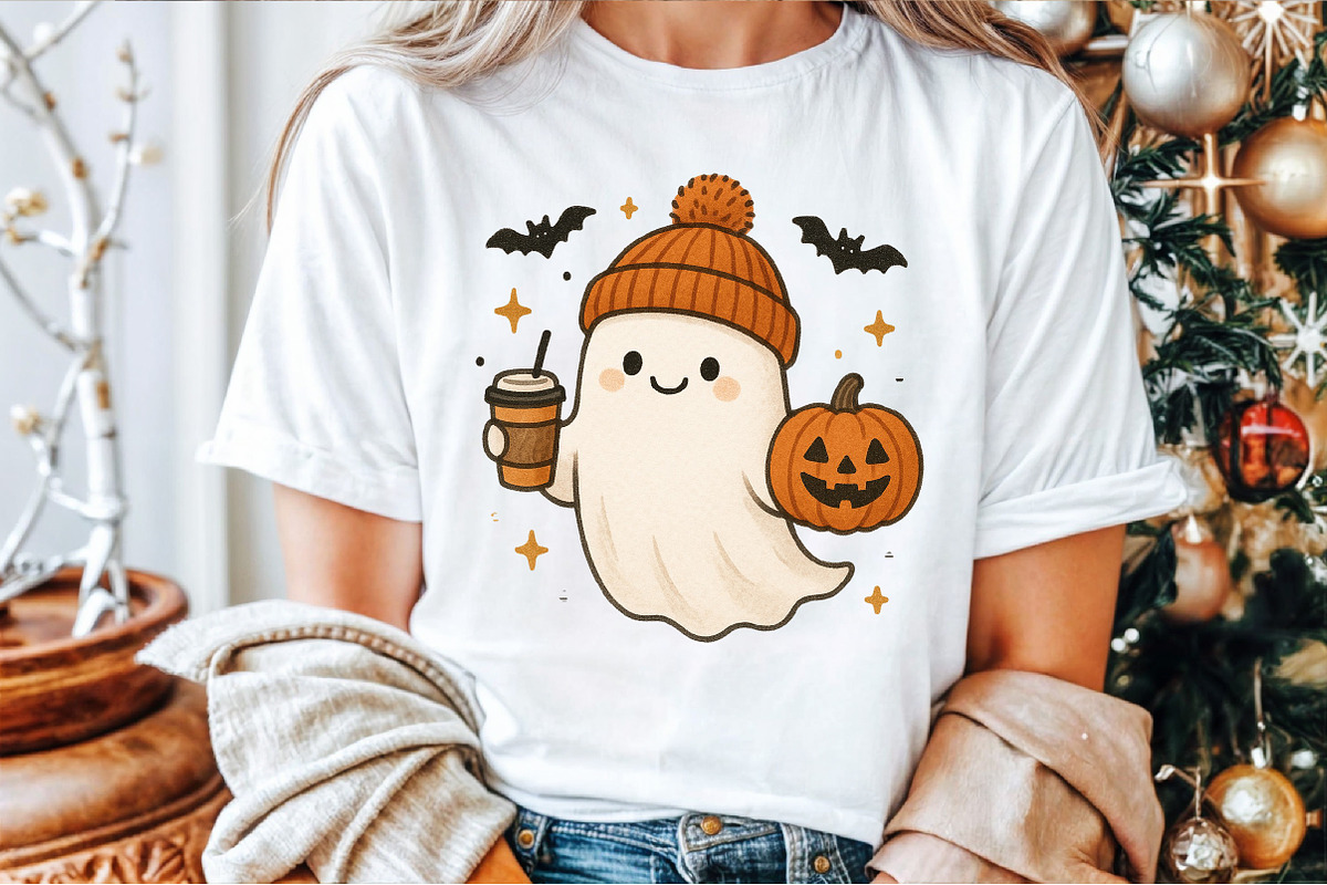 Cute Ghost Coffee Pumpkin Halloween, an Illustration by Sublimation Artist (Photo 7 of 9)