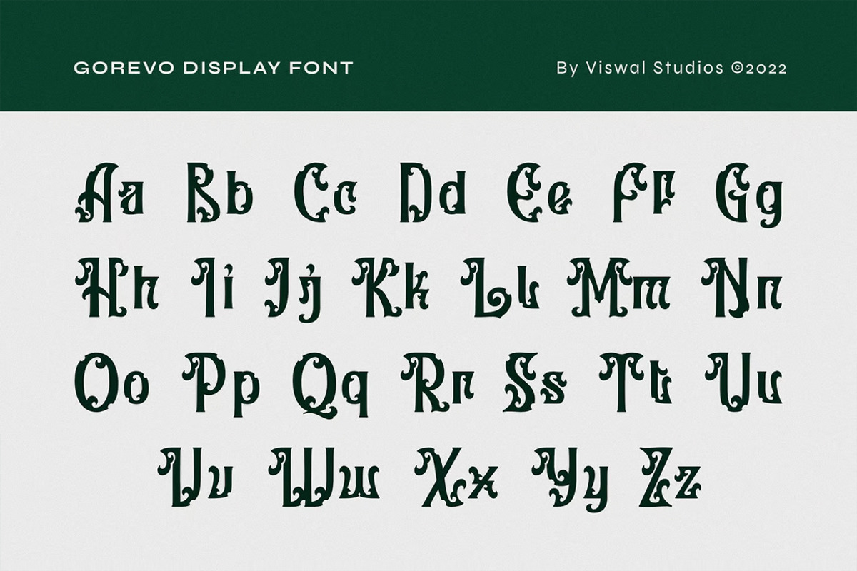 Gorevo - Vintage Font, a Blackletter Font by Viswal Studio (Photo 3 of 6)
