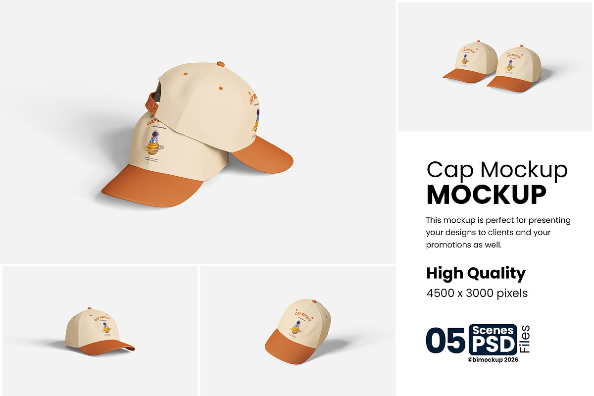 Cap Mockup Set – for Hat Branding, a Hat Mockup by bimockup (Photo 1 of 5)