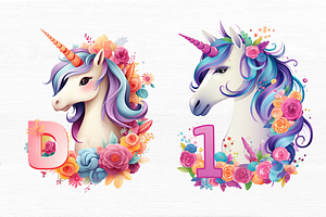 Number Unicorn Birthday Clipart