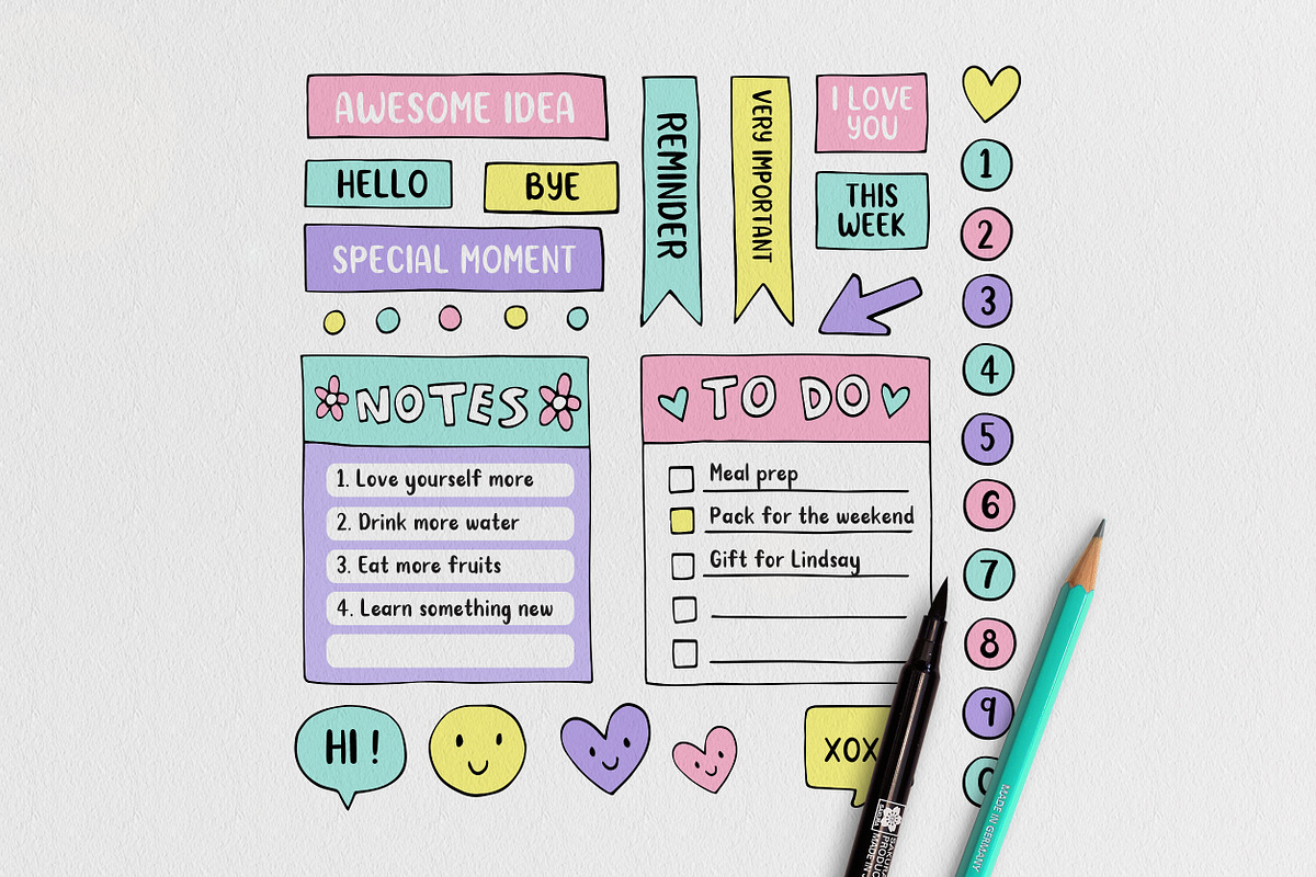 BeeHappy Font Duo with Doodles preview 4