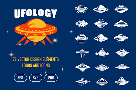 Retro UFO Vector Design Elements