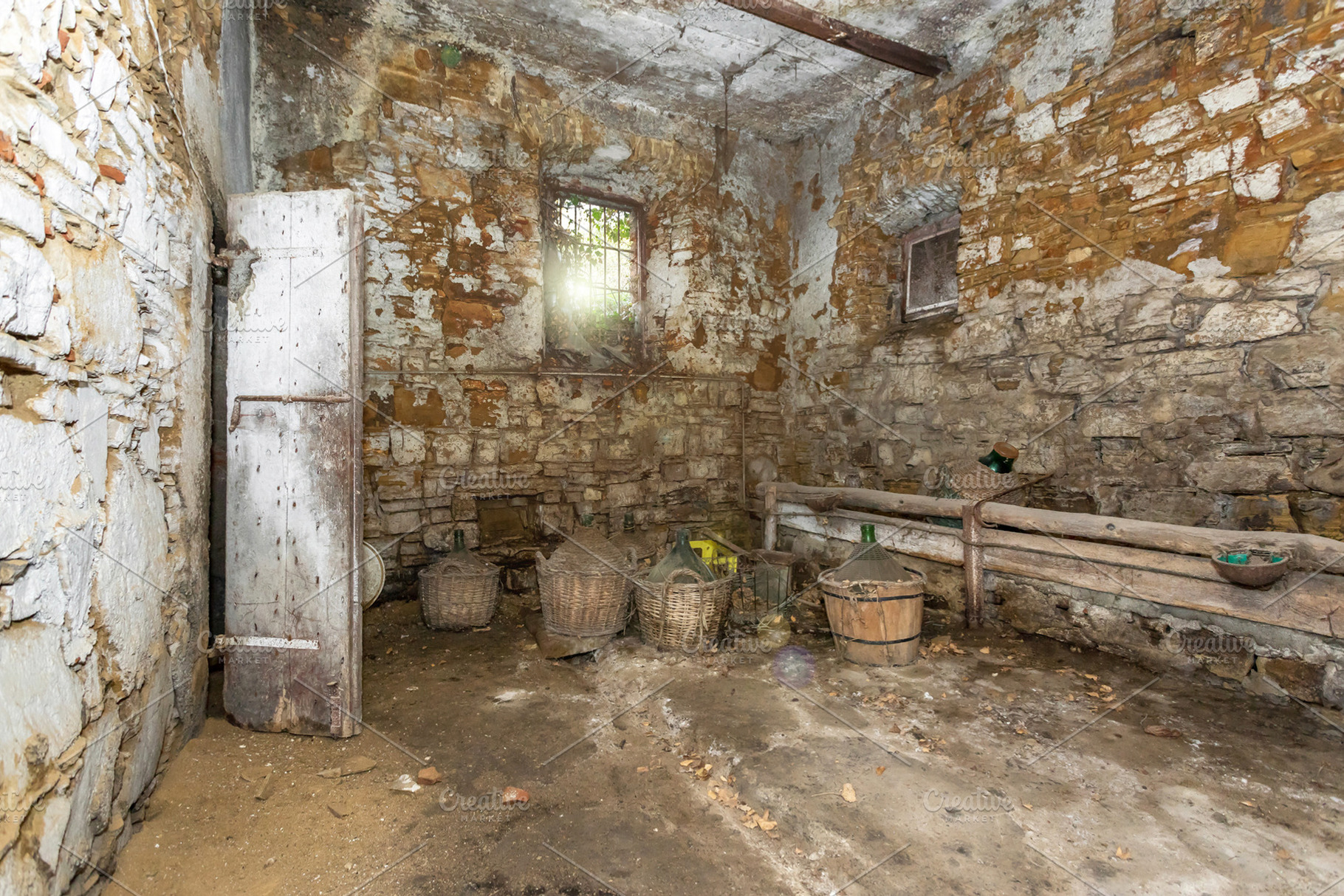 Old wine making kit demijohns, an Architecture Photo by KYNA STUDIO