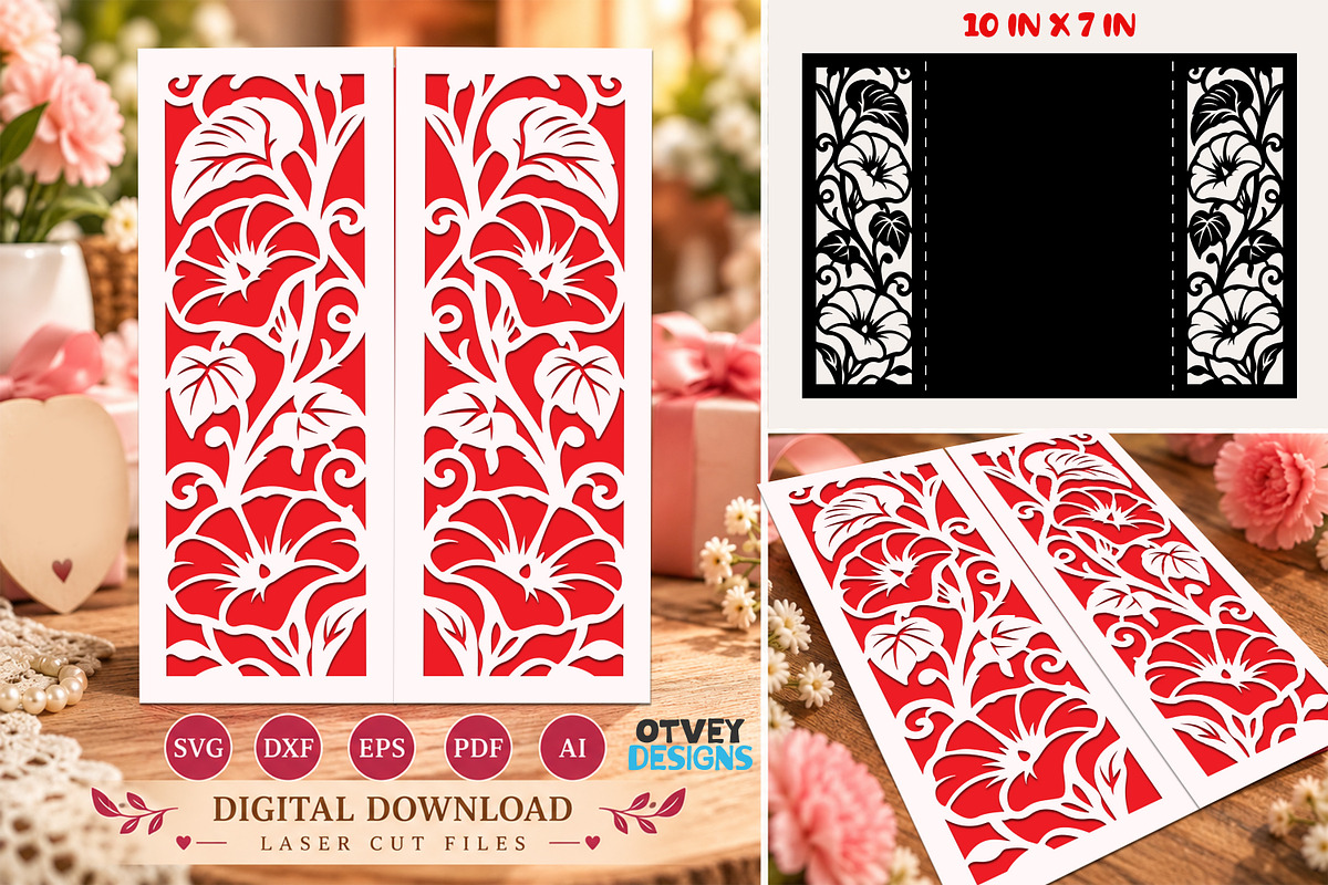 Floral Papercut Greeting Card SVG, a Decorative Illustration by OTVEY ...