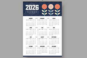Minimal Floral 2026 Wall Calendar, a Stationery Template by ContestDesign