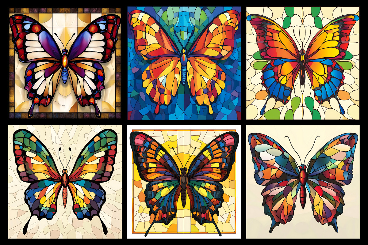 Stained Glass Butterfly Coloring Pag, an Animal Illustration by protabsorkar11 (Photo 3 of 6)