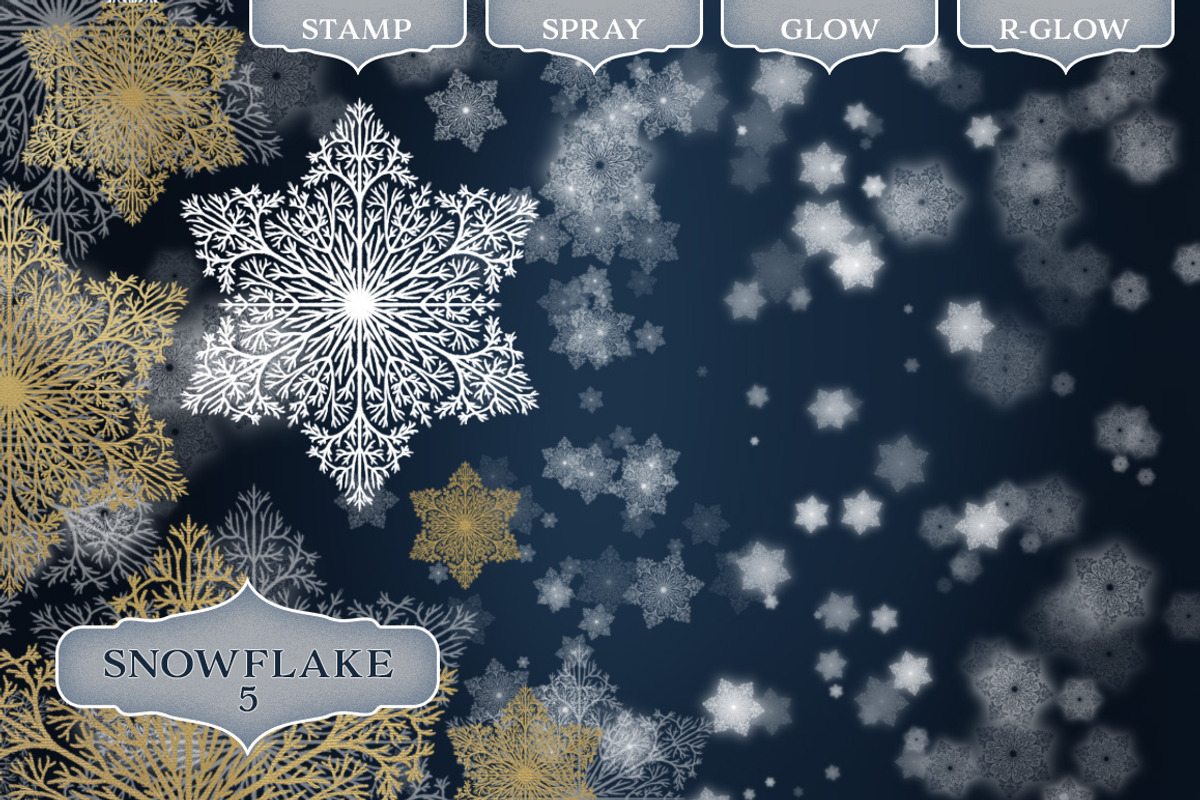 Snowflake Photoshop Brush set, a Brush Add-On by Wonderbox Creative (Photo 6 of 13)