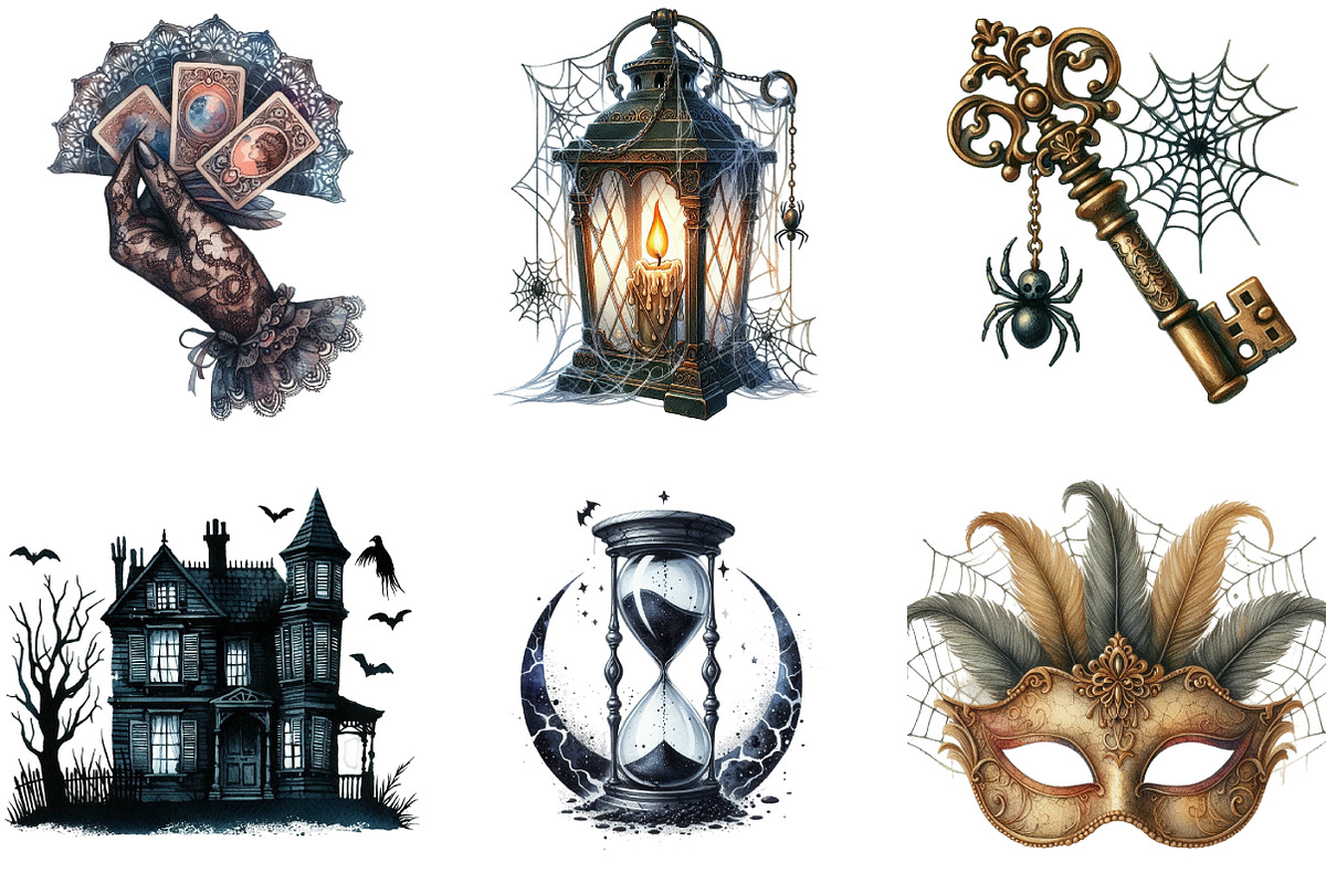 Vintage Halloween Clipart Bundle, an Illustration by DreamArtGraphic (Photo 4 of 5)