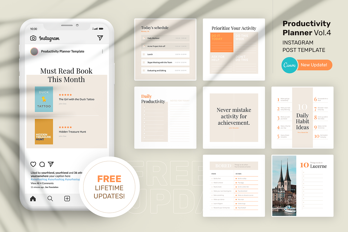 Productivity Planner Instagram Canva, a Social Media Template by peterdraw (Photo 1 of 14)